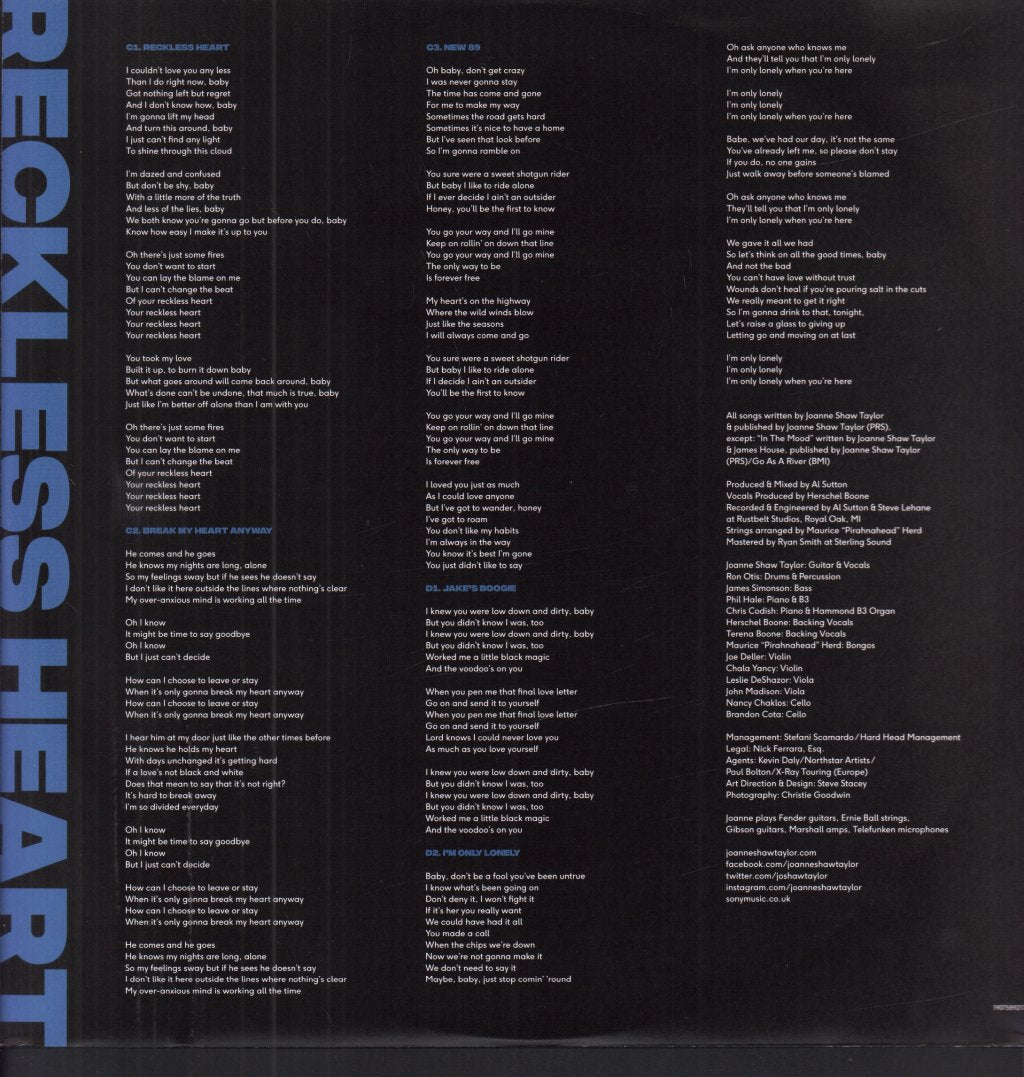Joanne Shaw Taylor - Reckless Heart - Double Lp