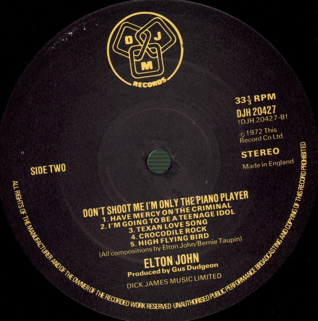 Elton John - Don't Shoot Me I'm Only The Piano Player - Lp