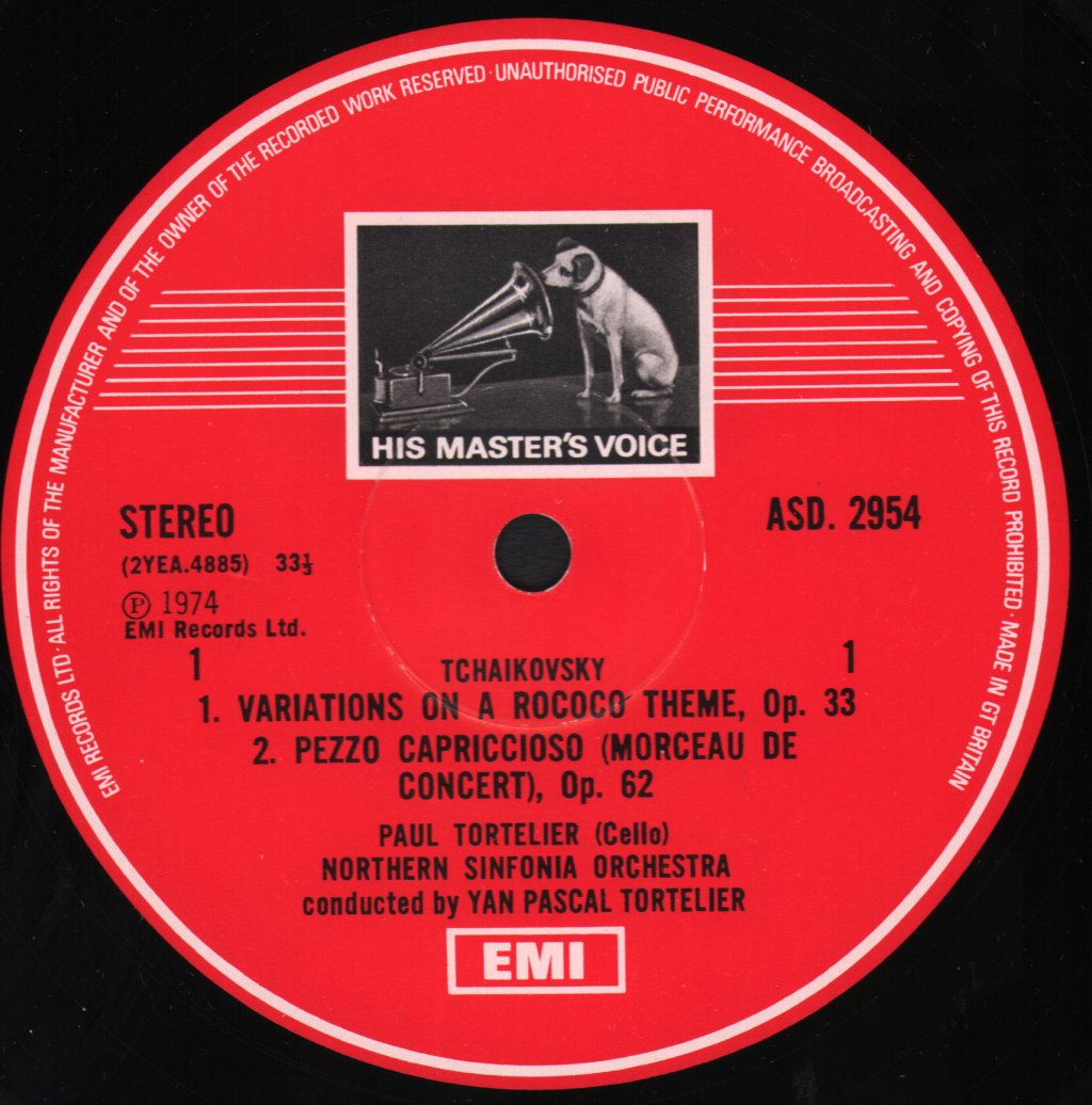 Paul Tortelier And Northern Symphonia Orchestra - Tchaikovsky Rococo Variations Op 33 - Lp
