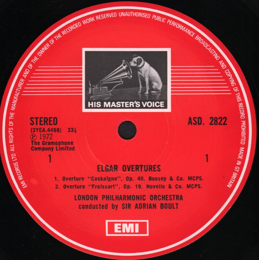 Sir Adrian Boult / London Philharmonic Orchestra - Elgar Overtures - Lp
