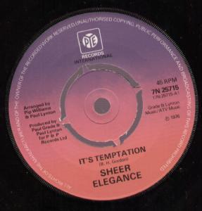 Sheer Elegance - It's Temptation - 7 Inch