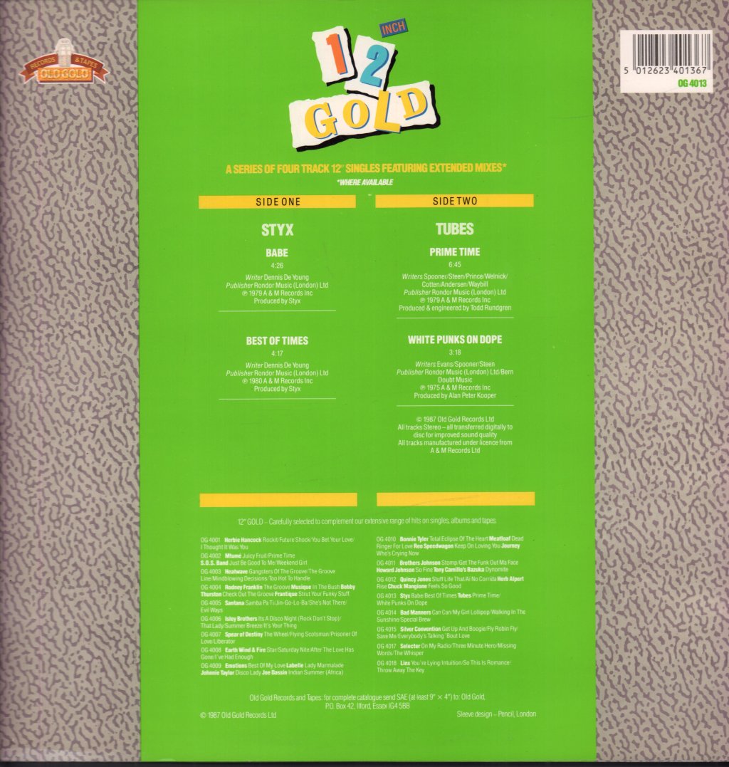 Styx/Tubes - 12 Inch Gold - 12 Inch