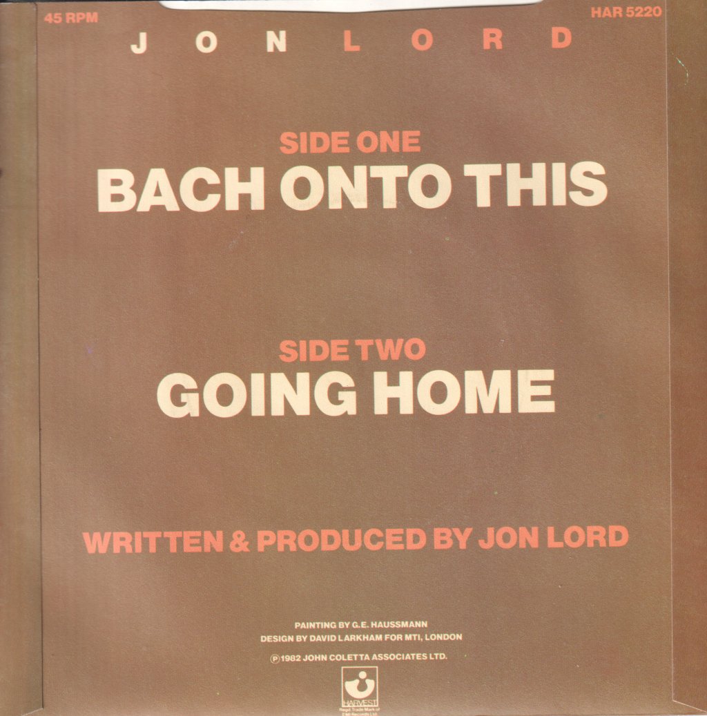 Jon Lord - Bach Onto This - 7 Inch