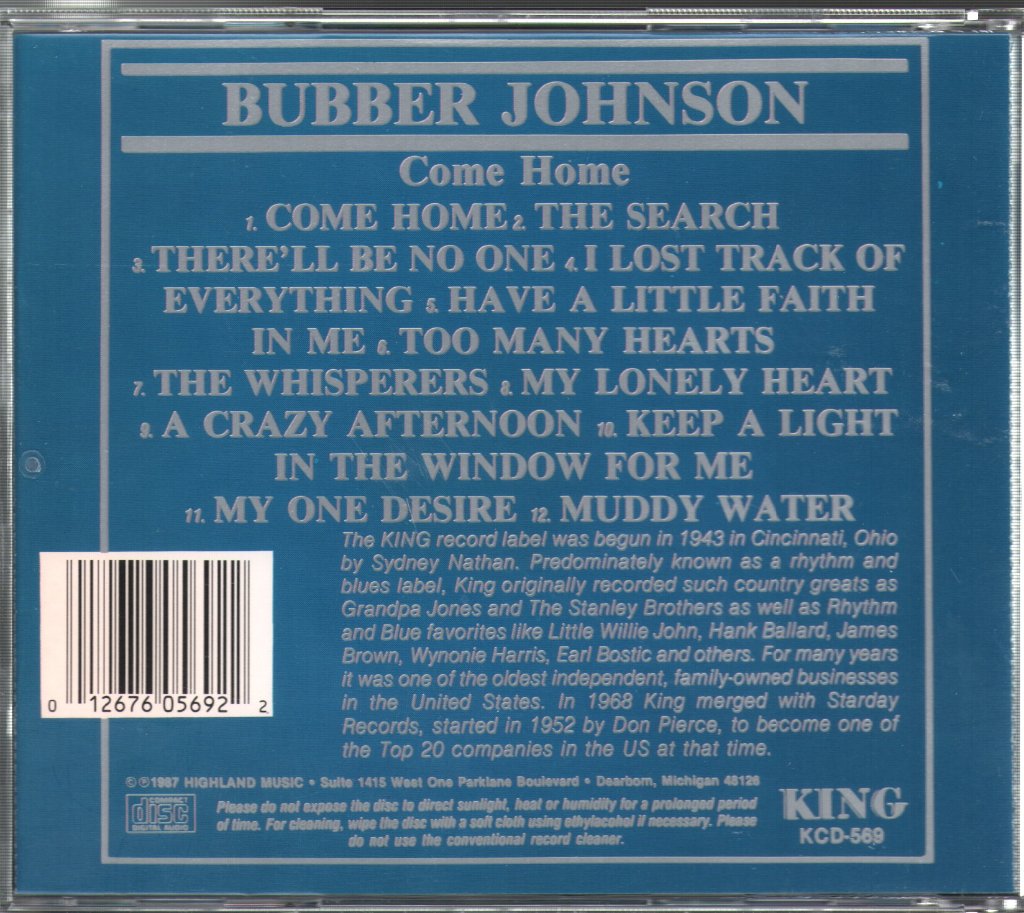 Bubber Johnson - Come Home - Cd