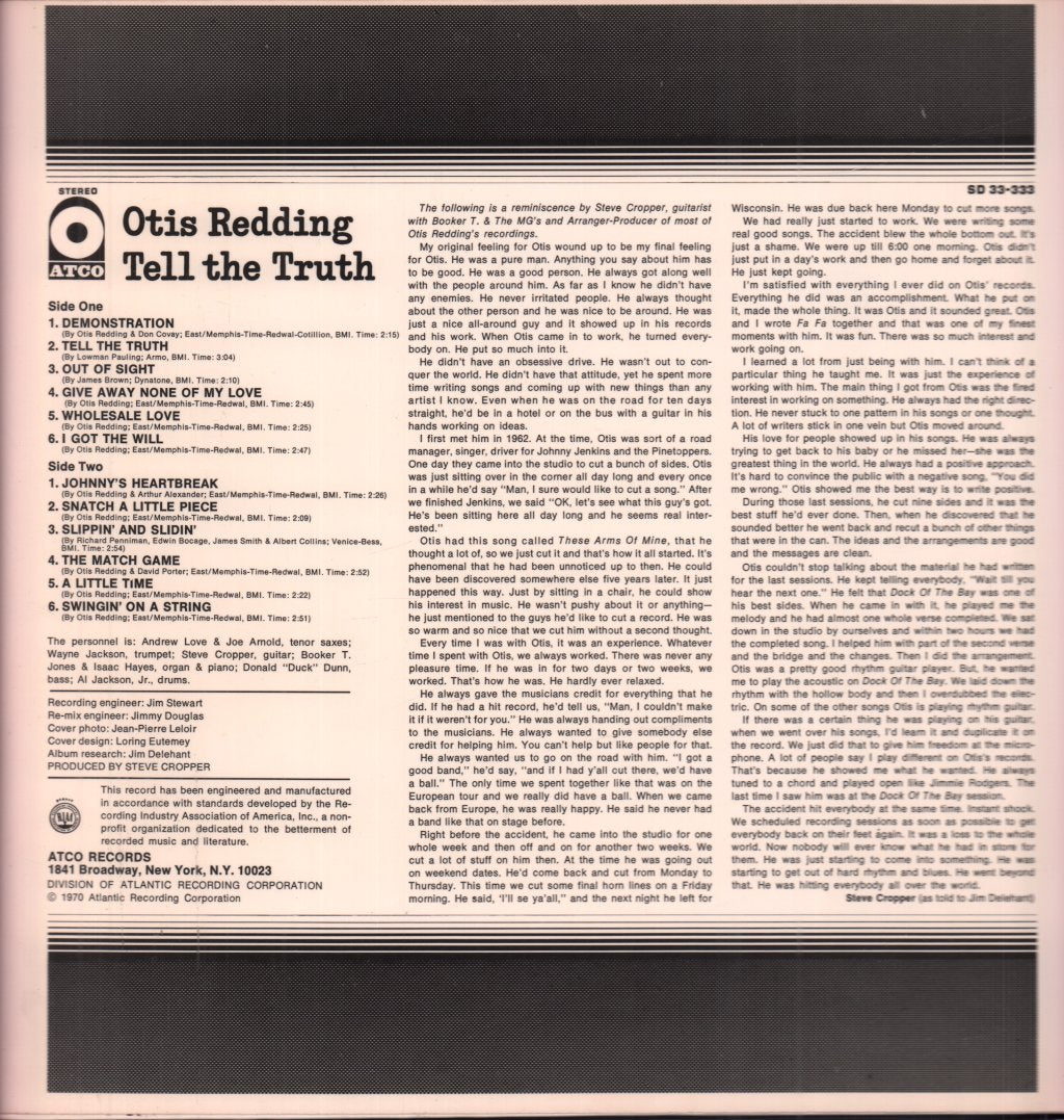 Otis Redding - Tell The Truth - Lp