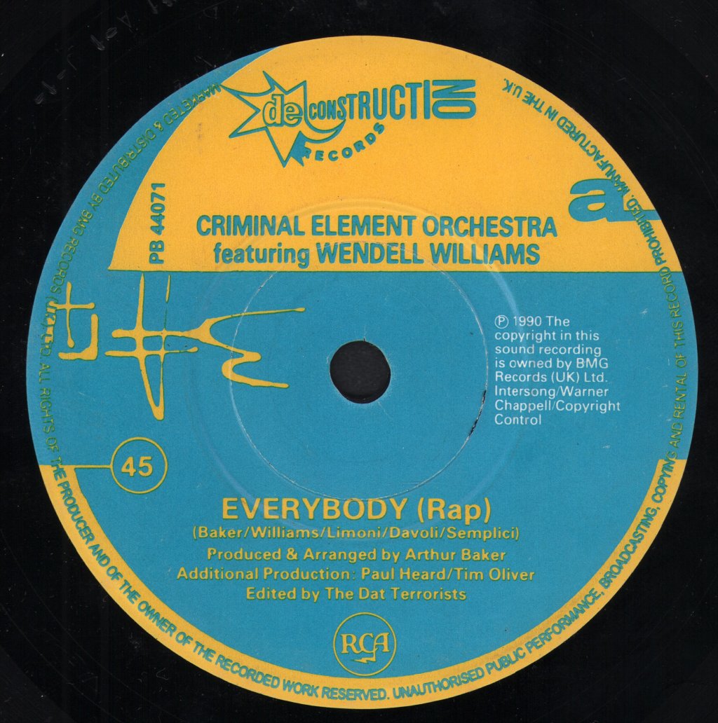 Criminal Element Orchestra - Everybody (Rap) - 7 Inch