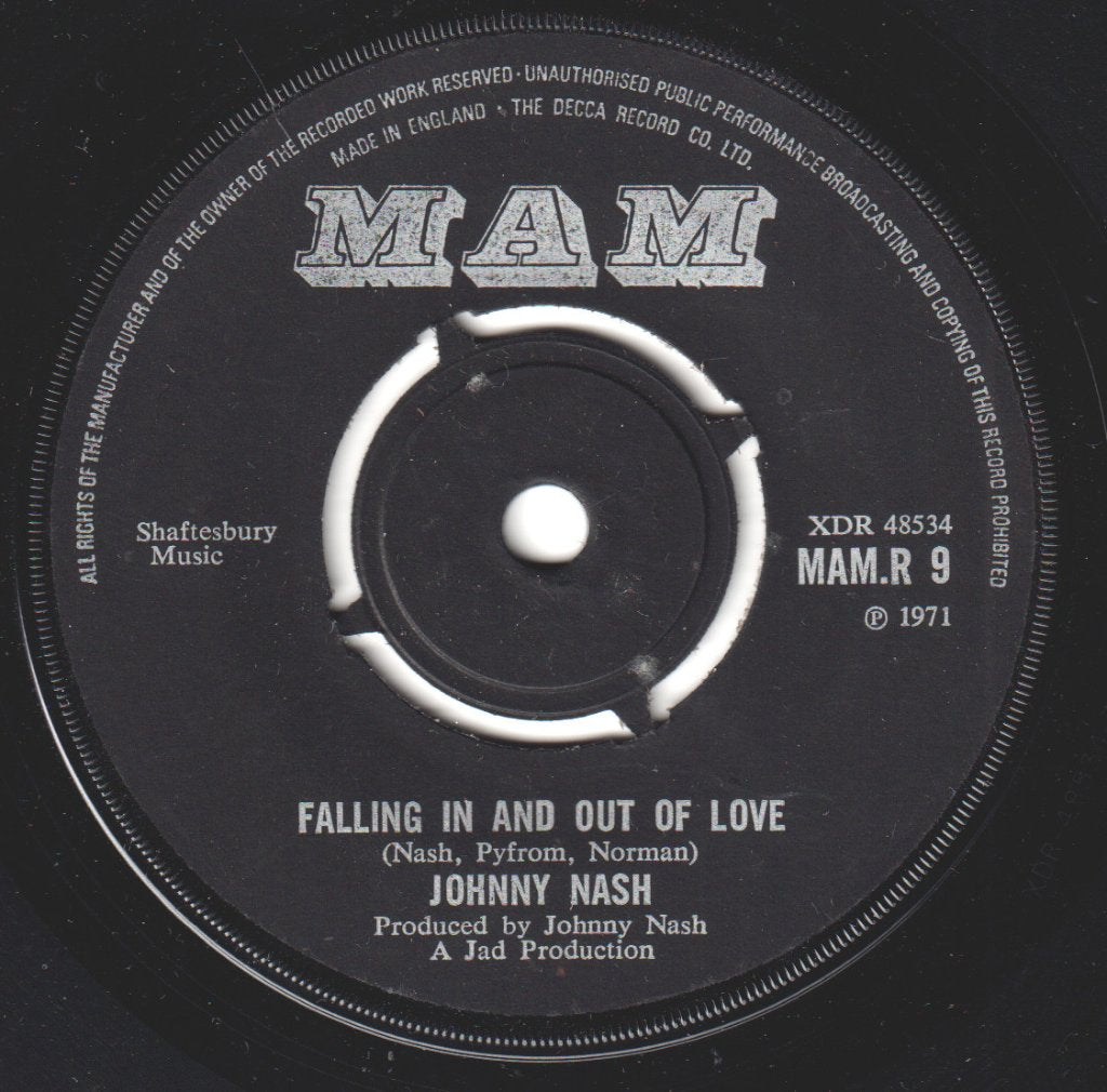 Johnny Nash - Falling In And Out Of Love - 7 Inch
