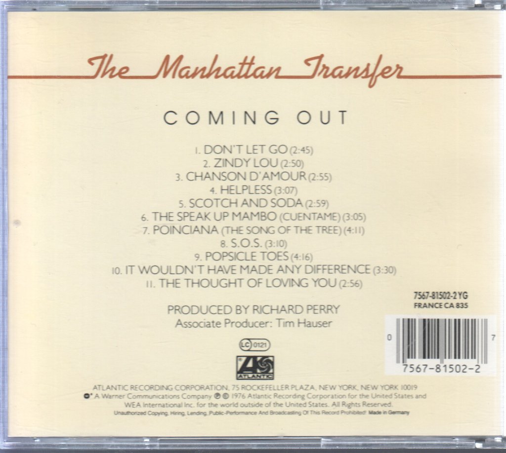 Manhattan Transfer - Coming Out - Cd