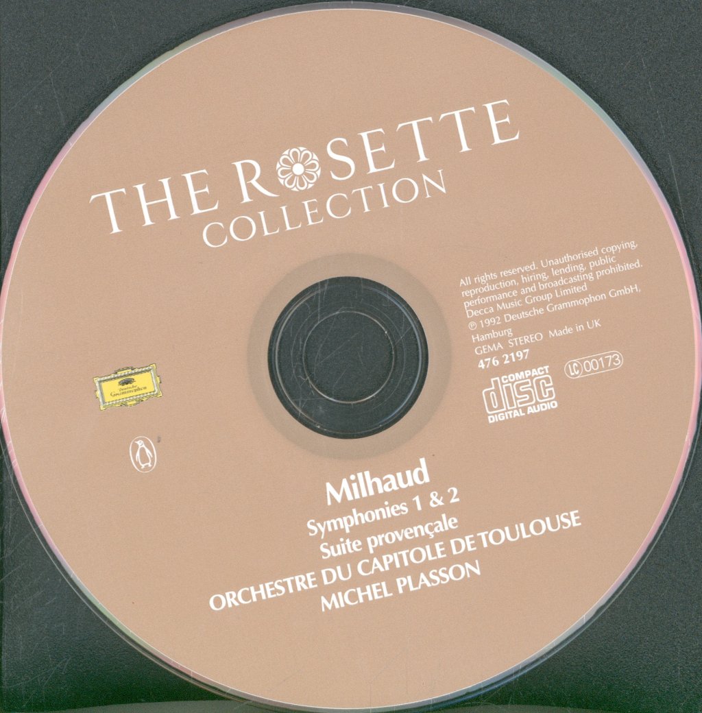 Orchestre Du Capitole De Toulouse, Michel Plasson - Milhaud - Symphonies 1 and 2 - The Rosette Collection - Cd