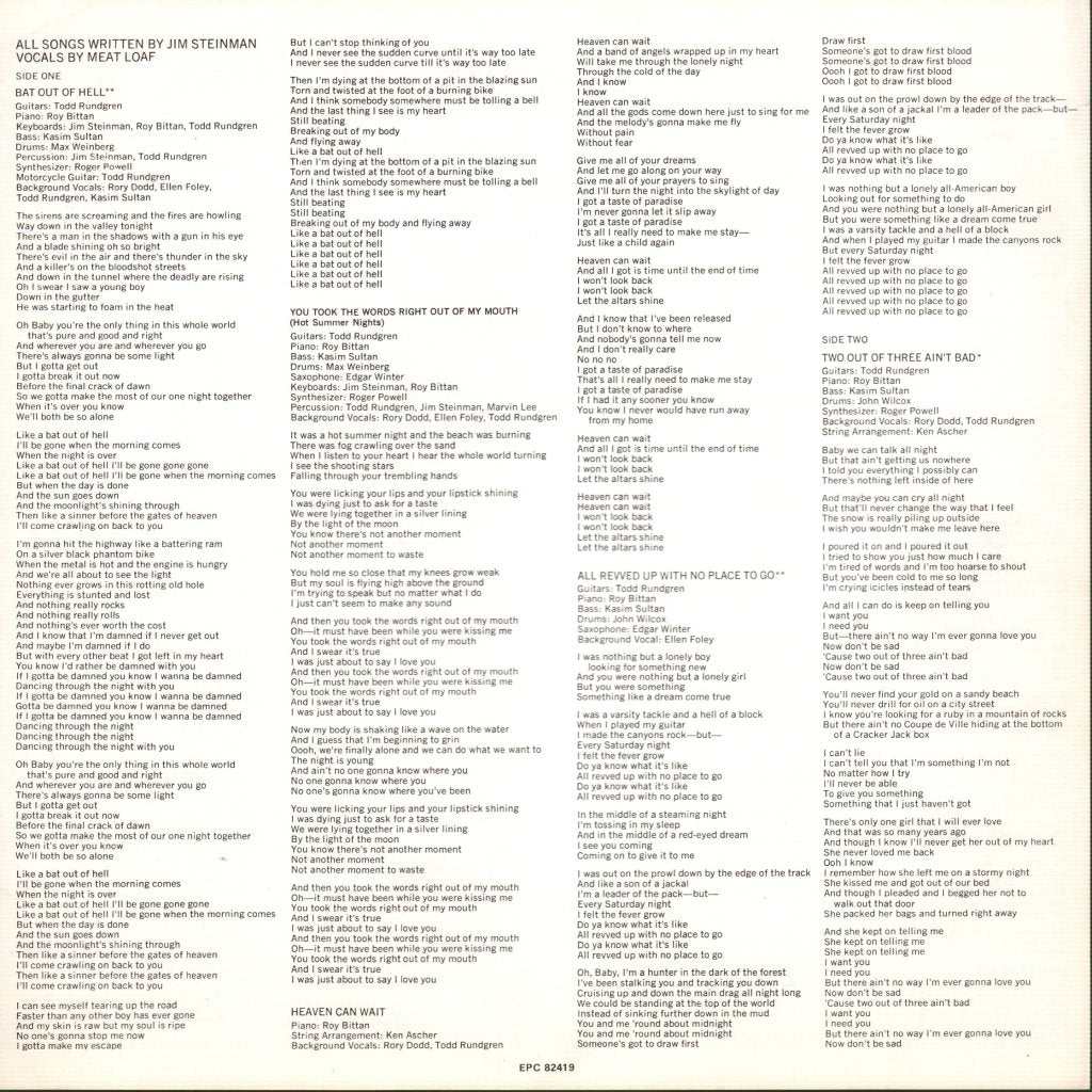 Meat Loaf - Bat Out Of Hell - Lp