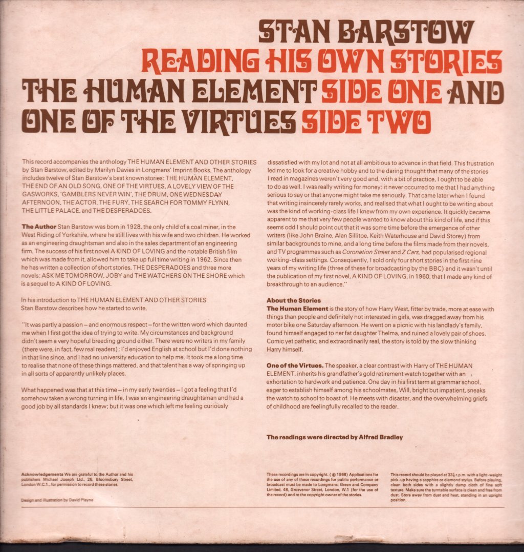 Stan Barstow - Reading His Own Stories - Lp