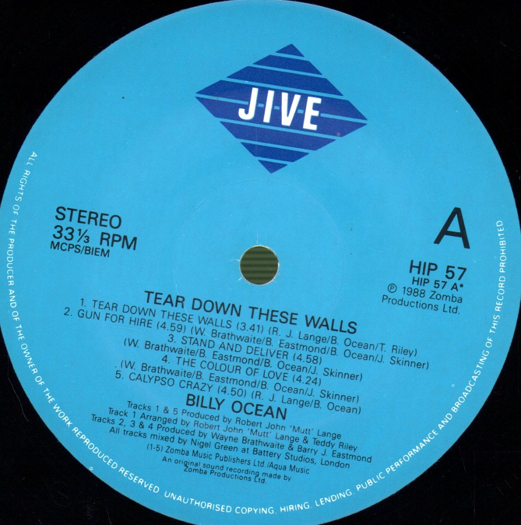 Billy Ocean - Tear Down These Walls - Lp
