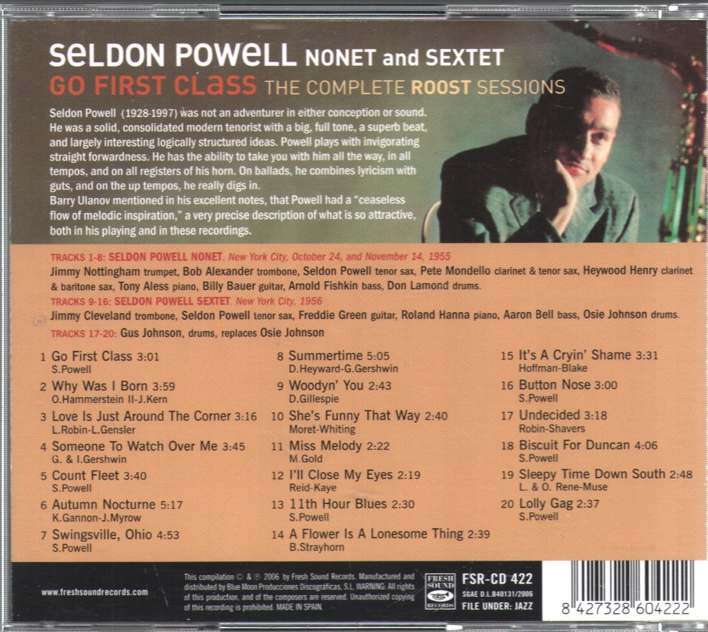 Seldon Powell - Go First Class / The Complete Roost Sessions - Cd
