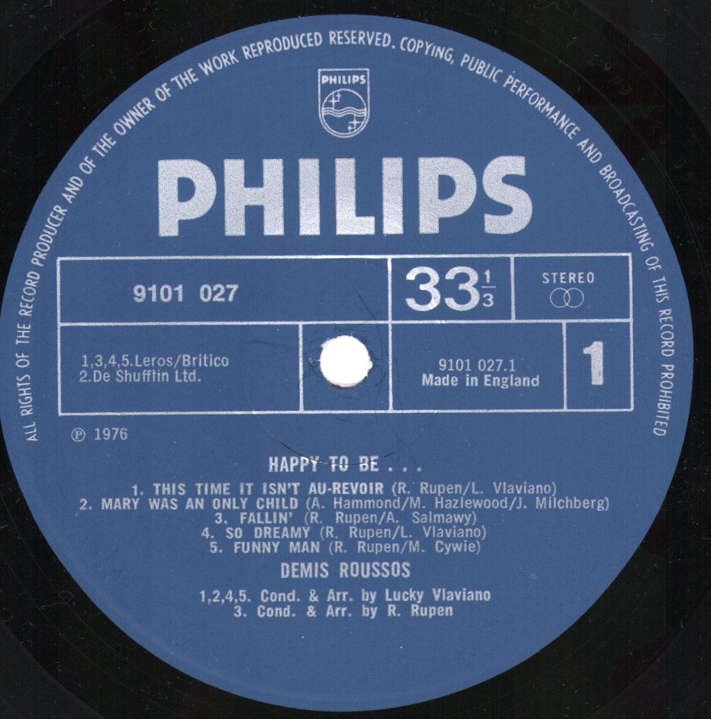 Demis Roussos - Happy To Be - Lp