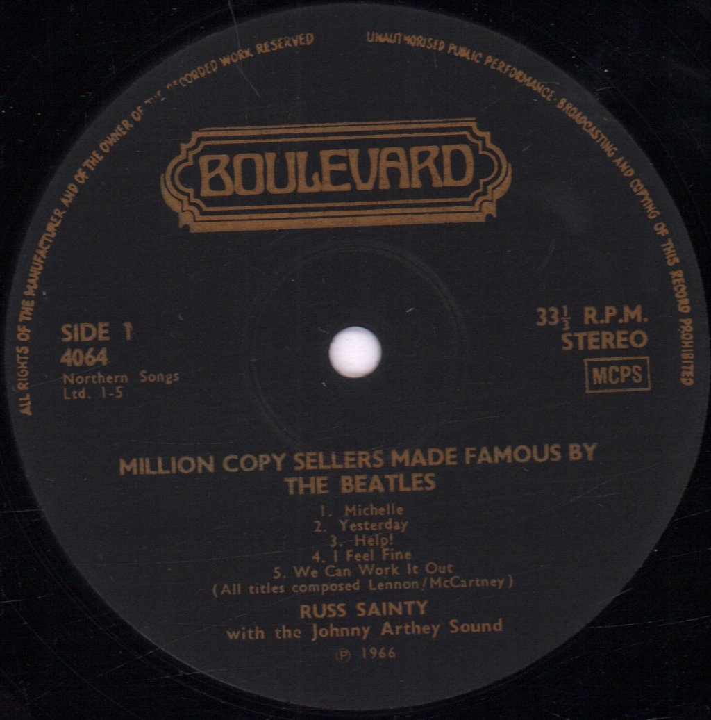 Russ Sainty With The Johnny Arthey Sound - Million Copy Sellers Made Famous By The Beatles - Lp