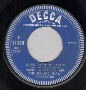 David Whitfield - Climb Ev'ry Mountain - 7 Inch