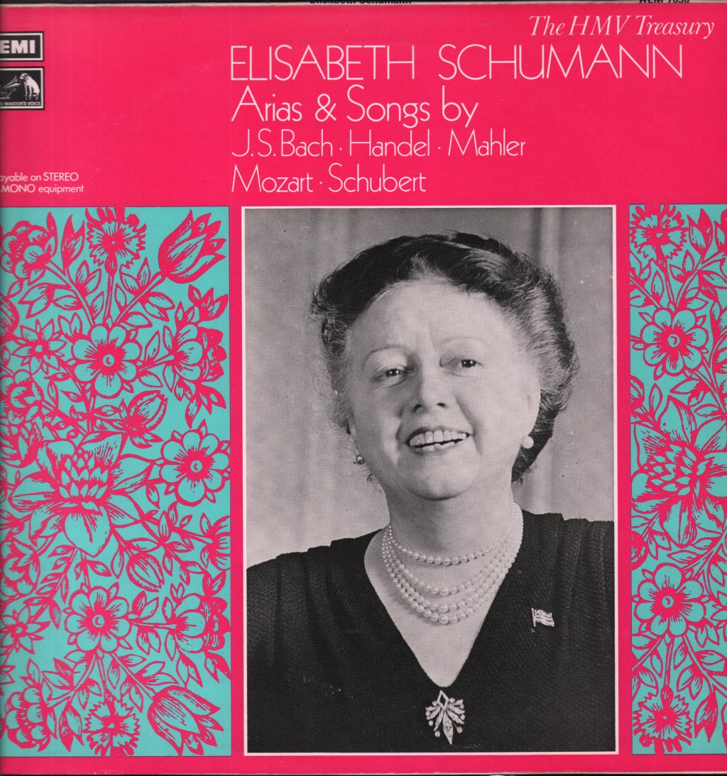Elisabeth Schumann - Arias & Songs By J.S. Bach · Handel · Mahler · Mozart · Schubert - Lp