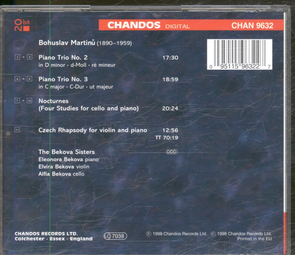Bekova Sisters - Bohuslav Martinů - Piano Trios Nos 2 & 3 - Czech Rhapsody - Nocturnes - Cd