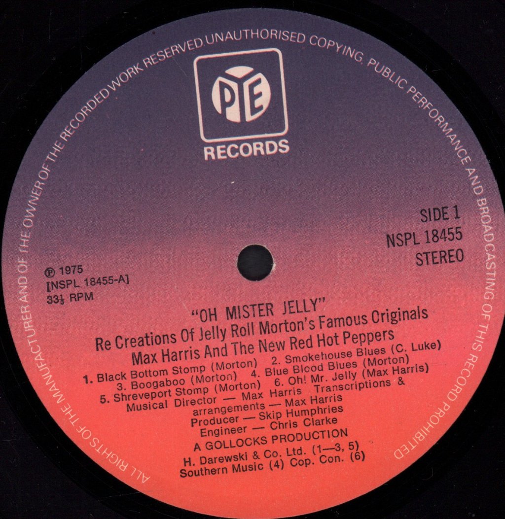 Max Harris And The New Red Hot Peppers - Oh Mister Jelly - Lp