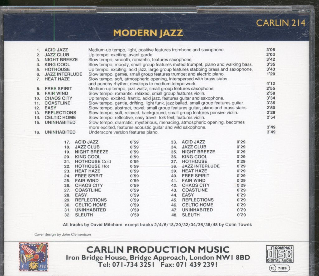 David Mitcham, Colin Towns - Modern Jazz - Cd