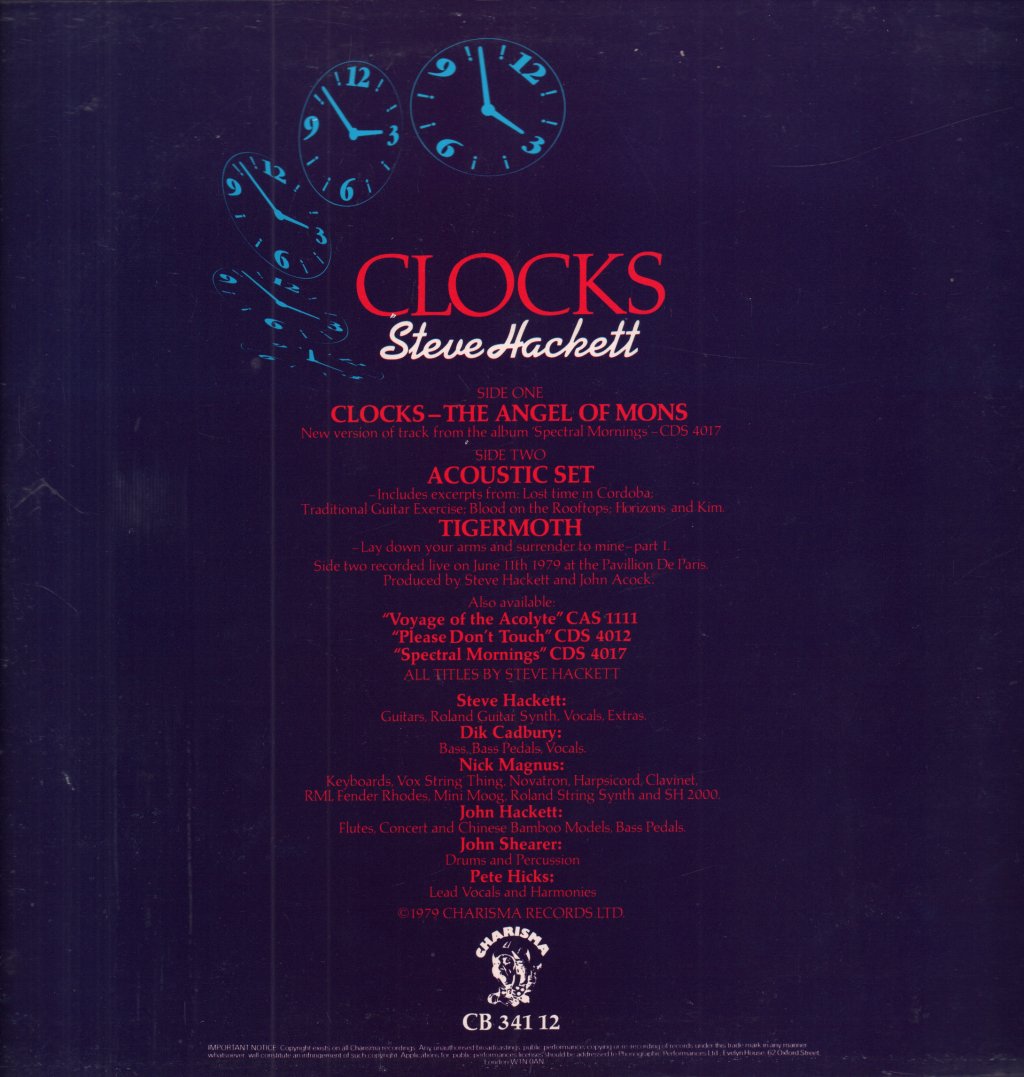 Steve Hackett - Clocks The Angel Of Mons - 12 Inch