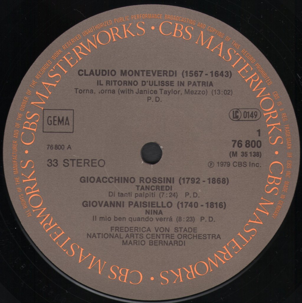 Frederica von Stade / National Arts Centre Orchestra / Mario Bernardi - Frederica von Stade . Bernardi - Lp