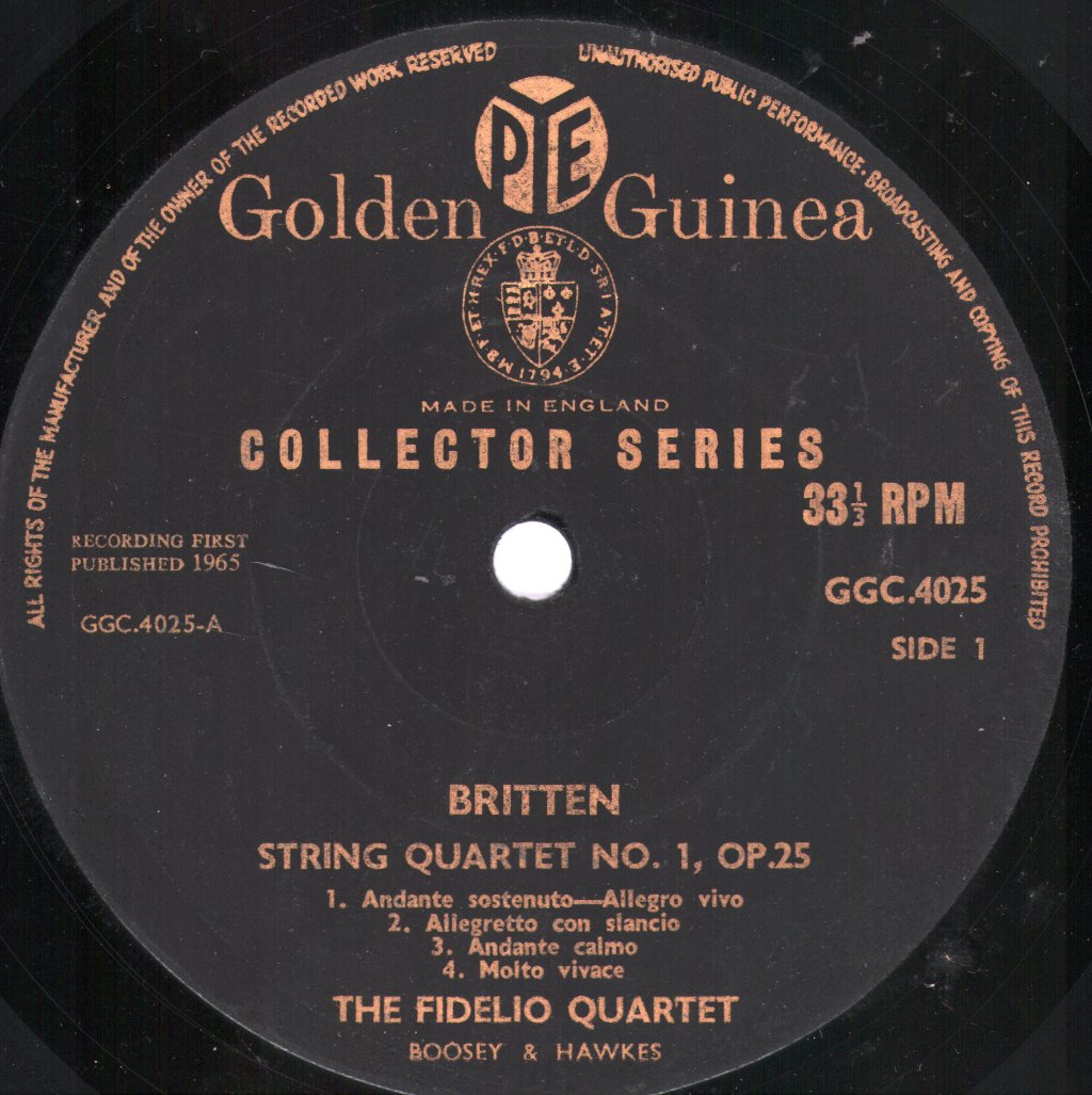 Fidelio Quartet - Benjamin Britten - String Quartets - Lp