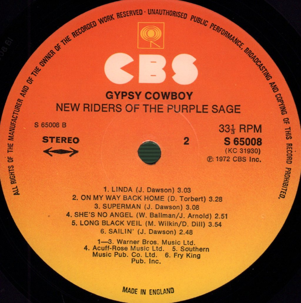 New Riders Of The Purple Sage - Gypsy Cowboy - Lp