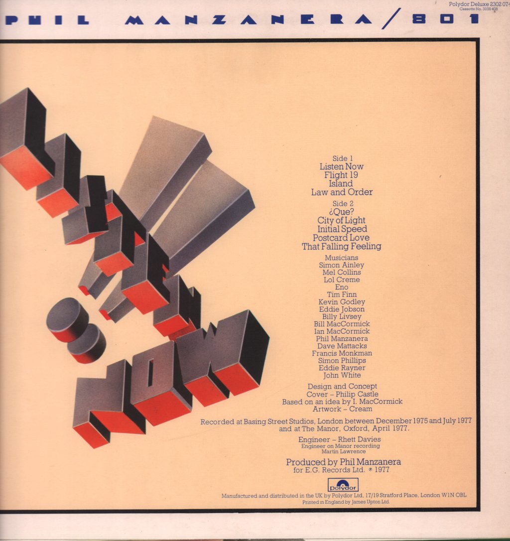 Phil Manzanera - Listen Now - Lp
