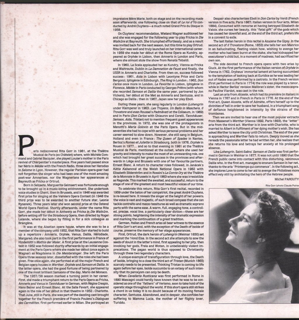 Rita Gorr / Orchestre Du Theatre National De L'Opera / Andre Cluytens - Grands Airs Lyriques - Lp