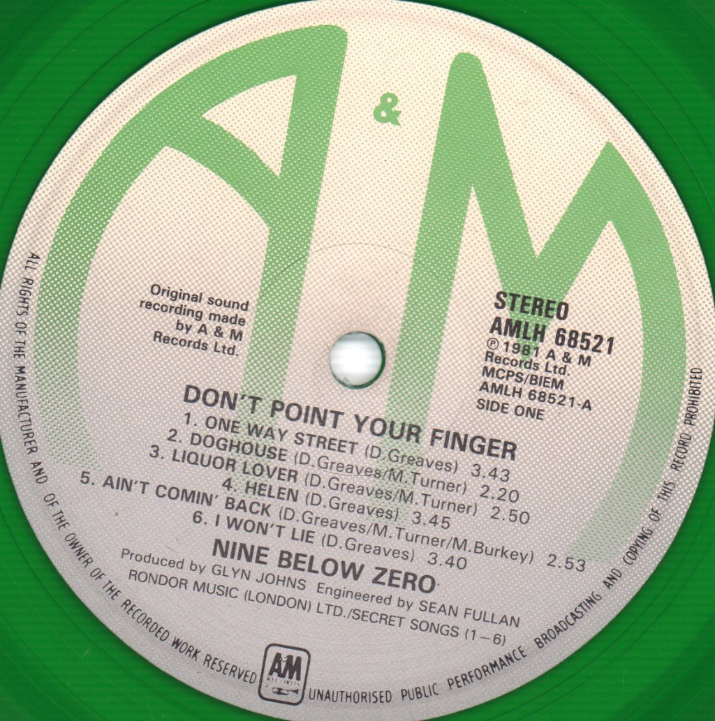 Nine Below Zero - Don't Point Your Finger - Lp