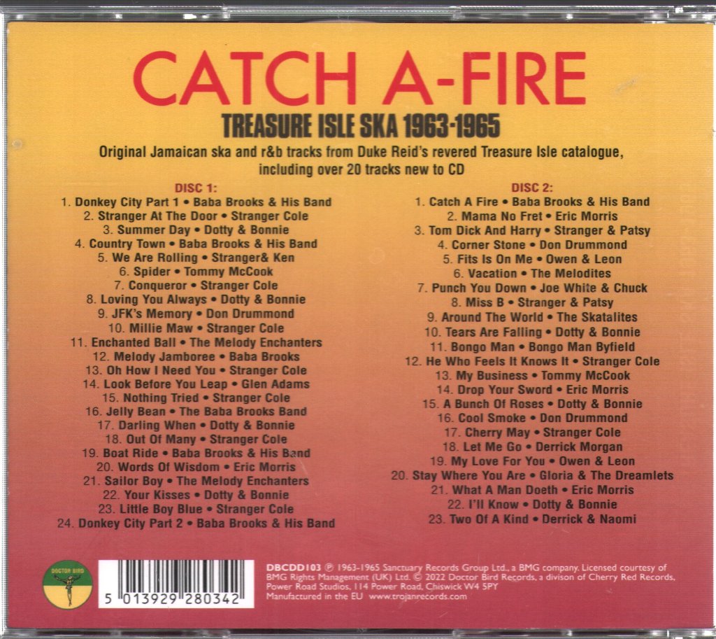 Various Artists - Catch A-Fire • Treasure Isle Ska 1963-1965 - Double Cd