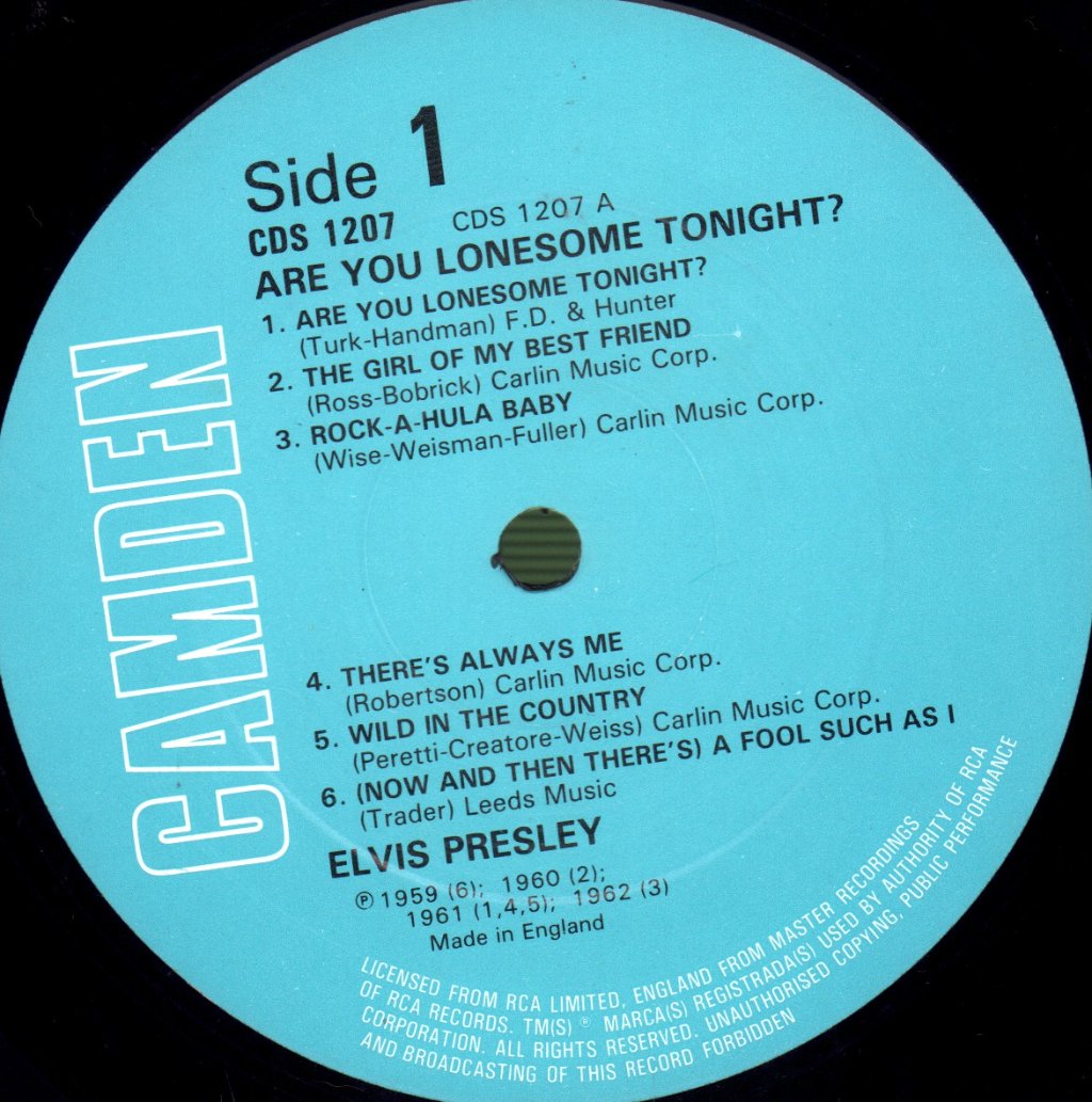 Elvis Presley - Are You Lonesome Tonight - Lp