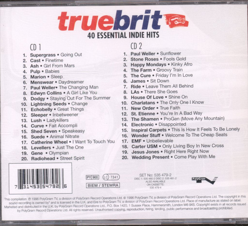 Various Artists - Truebrit - 40 Essential Indie Hits - Double Cd