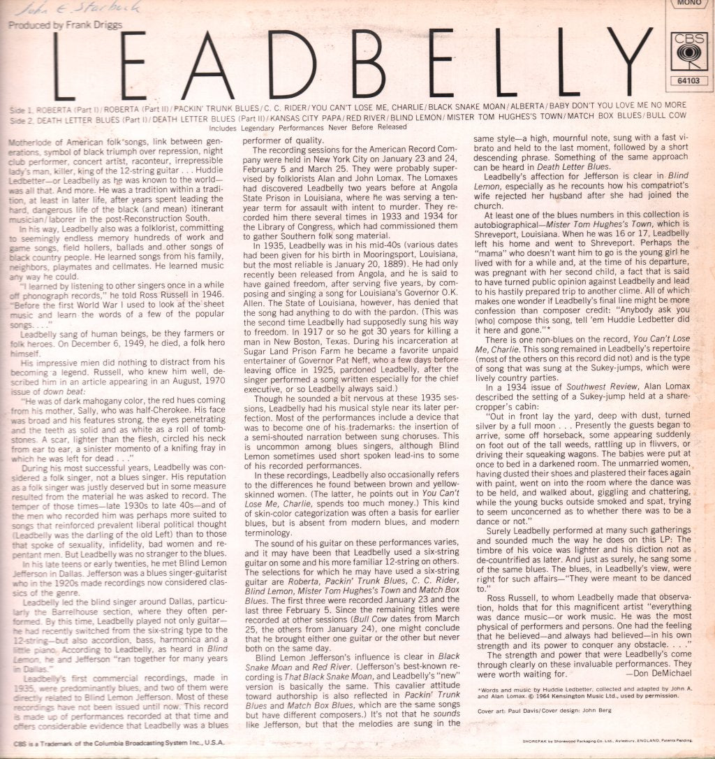 Leadbelly - Leadbelly - Lp