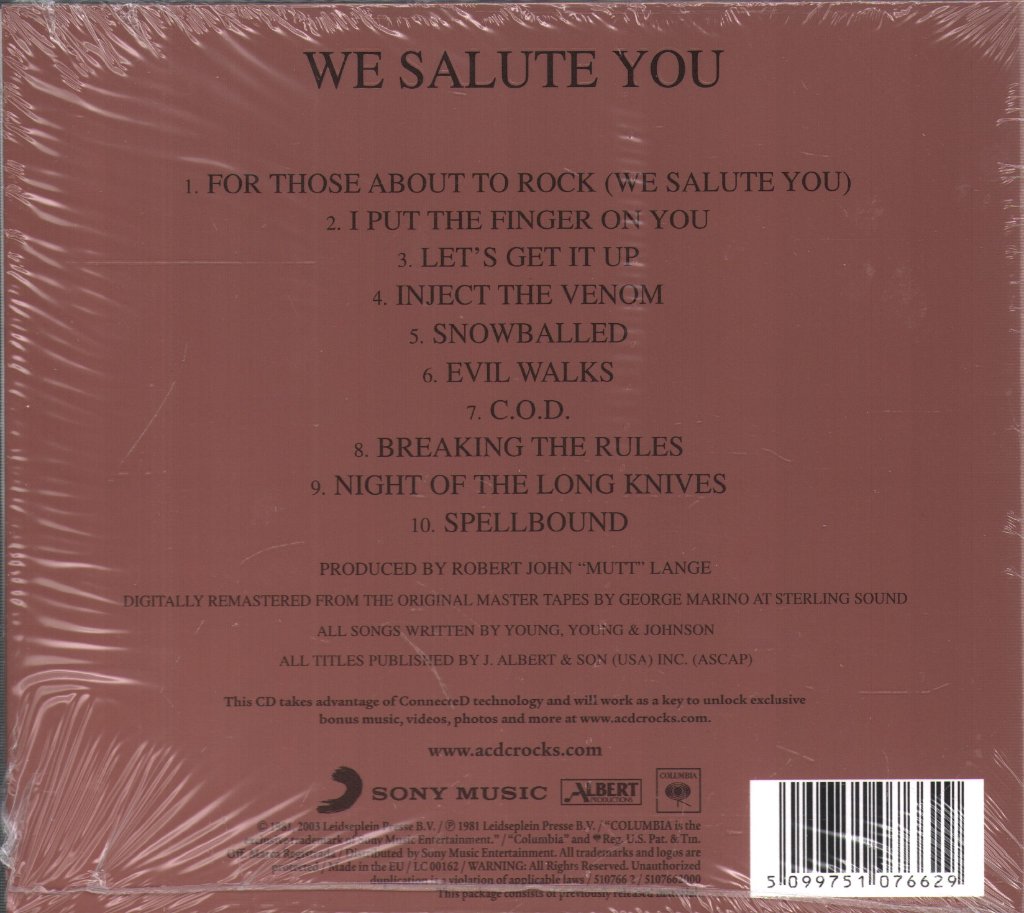 AC/DC - For Those About To Rock (We Salute You) - Cd