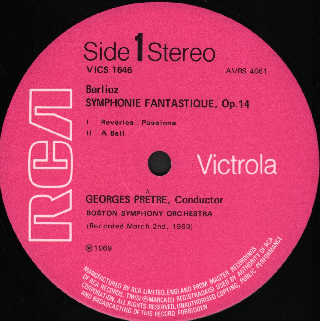 Georges Pretre / Boston Symphony Orchestra - Berlioz - Symphonie Fantastique Op.14 - Lp