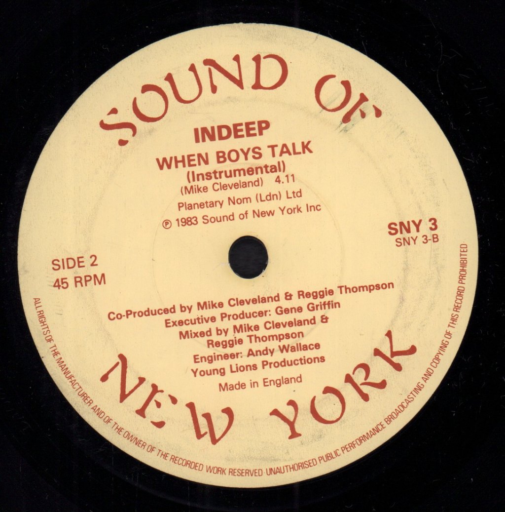 Indeep - When Boys Talk - 7 Inch