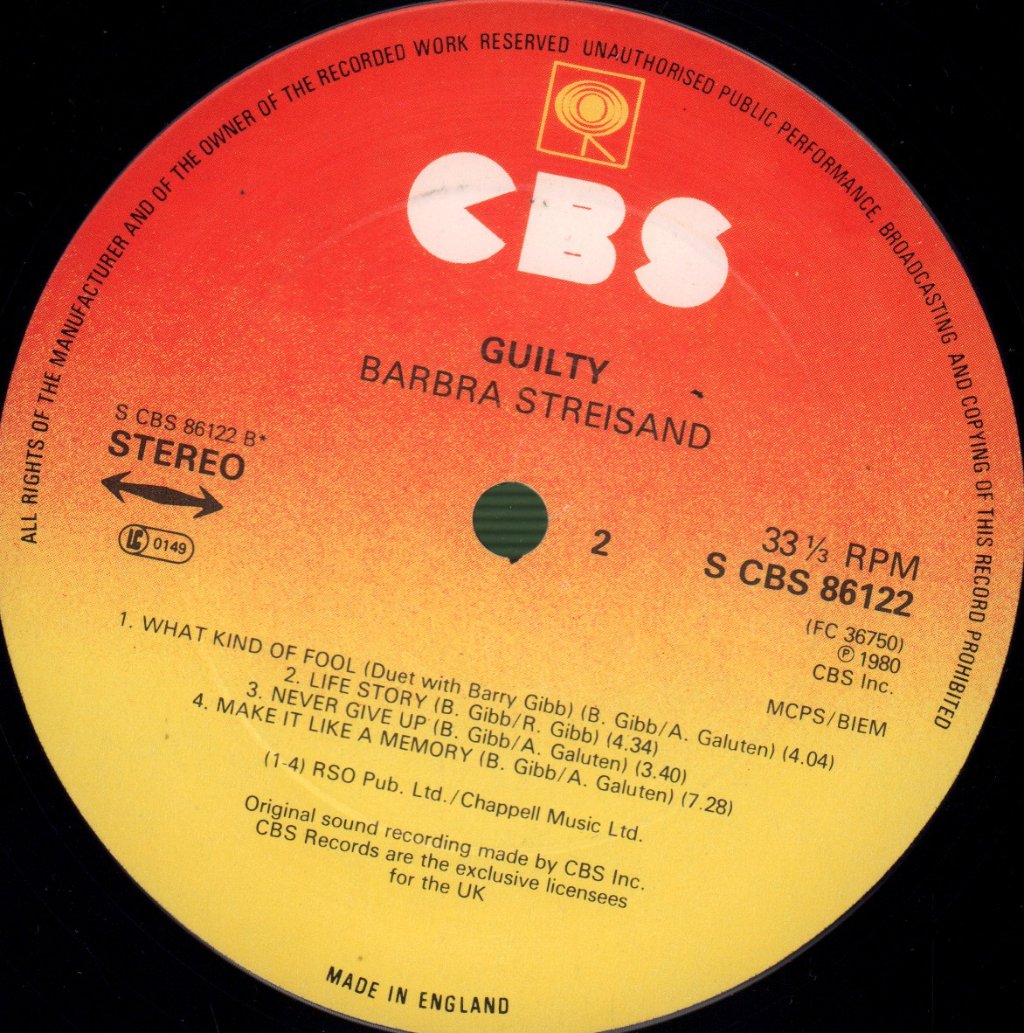 Barbra Streisand - Guilty - Lp
