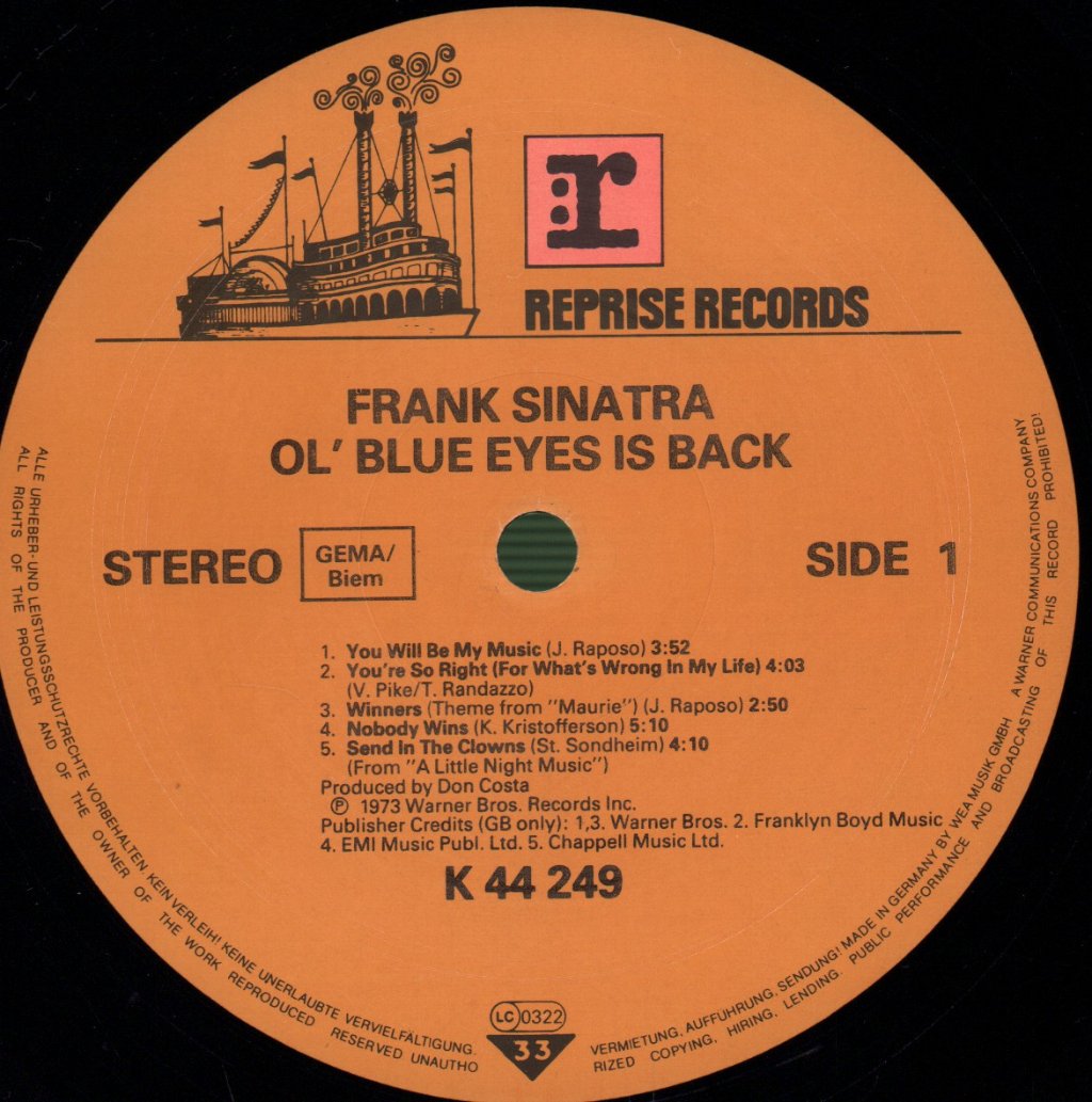 Frank Sinatra - Ol, Blue Eyes Is Back - Lp