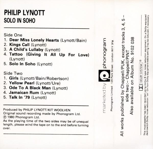 Phil Lynott - Solo In Soho - Cassette