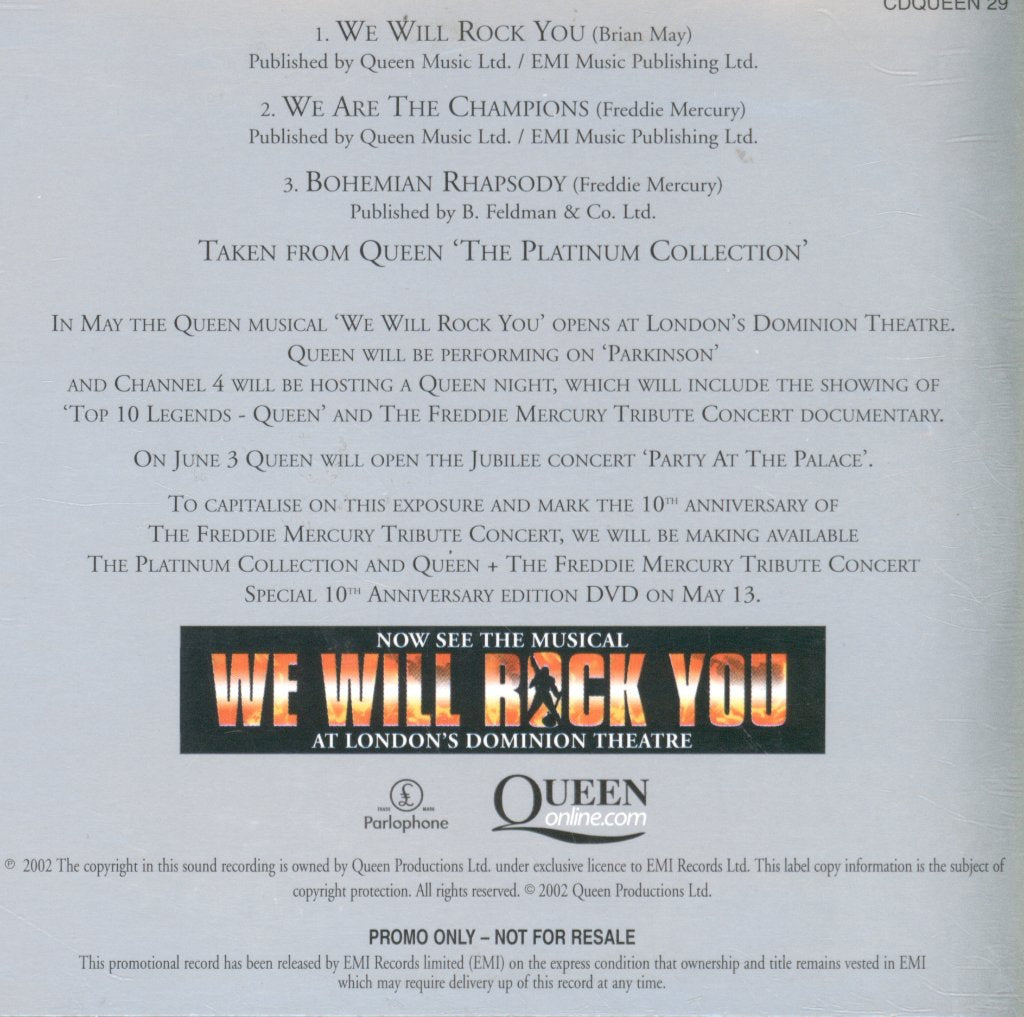 Queen - We Will Rock You / We Are The Champions / Bohemian Rhapsody - Cd