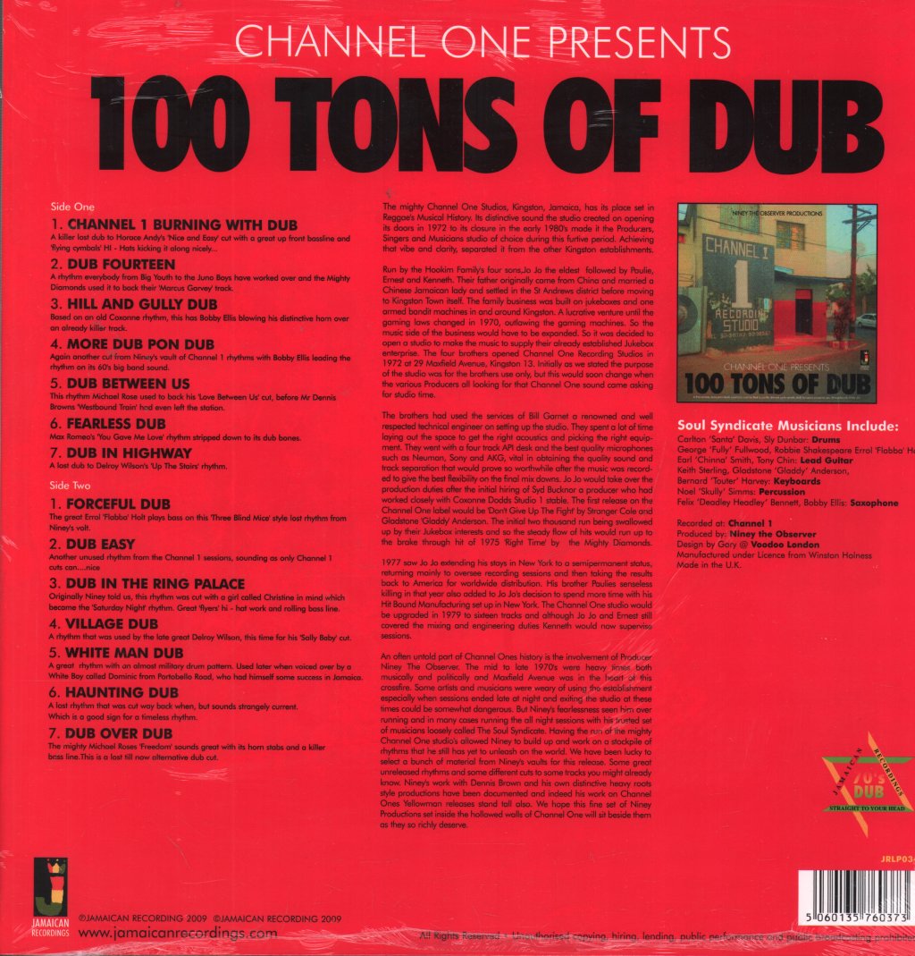 Various Artists - Channel One Presents 100 Tons Of Dub - Lp