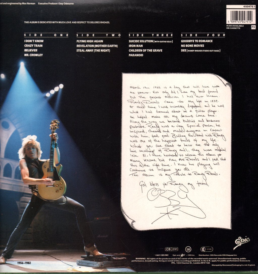 Ozzy Osbourne/Randy Rhoads - Tribute - Double Lp