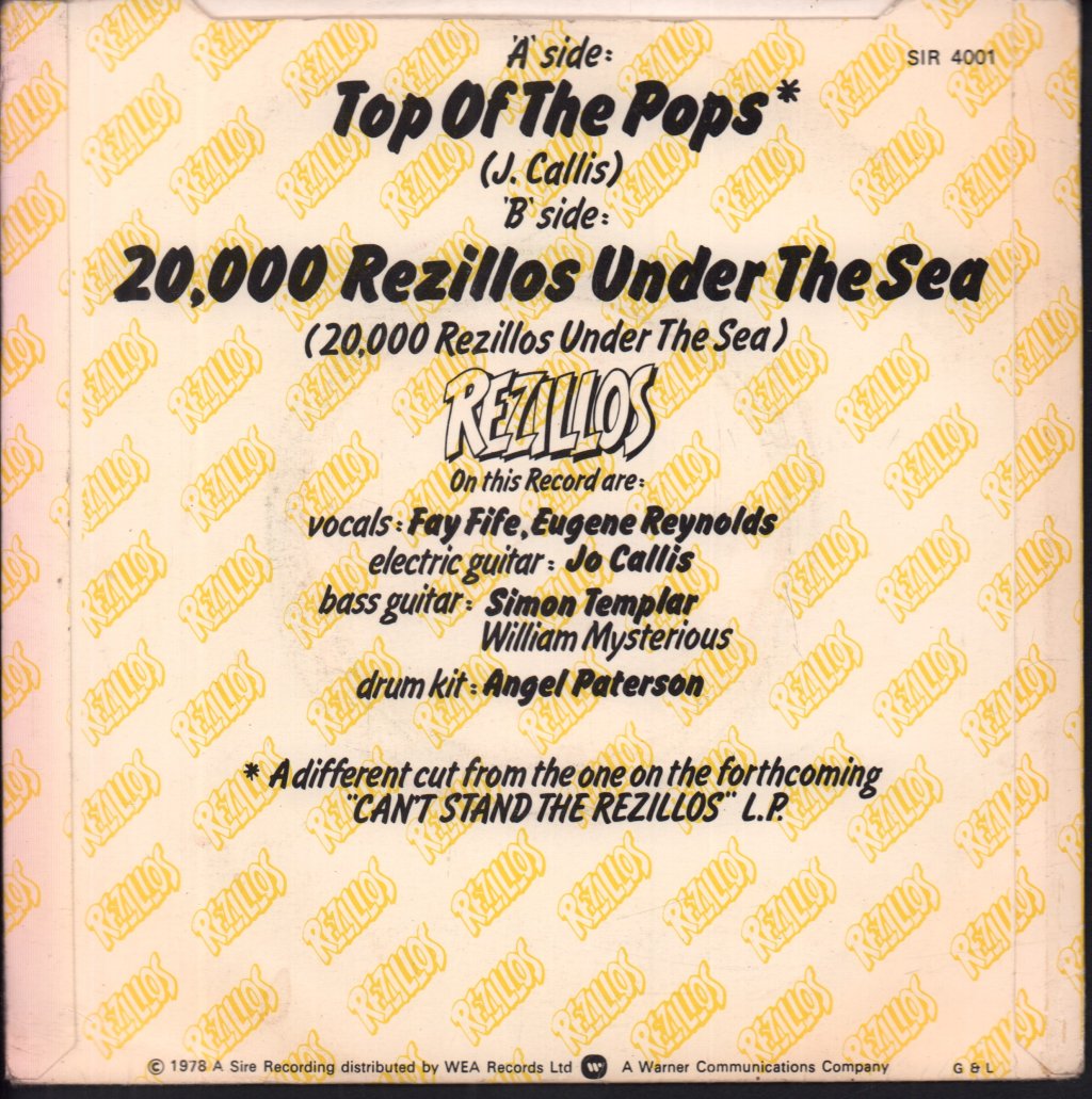 Rezillos - Top Of The Pops - 7 Inch