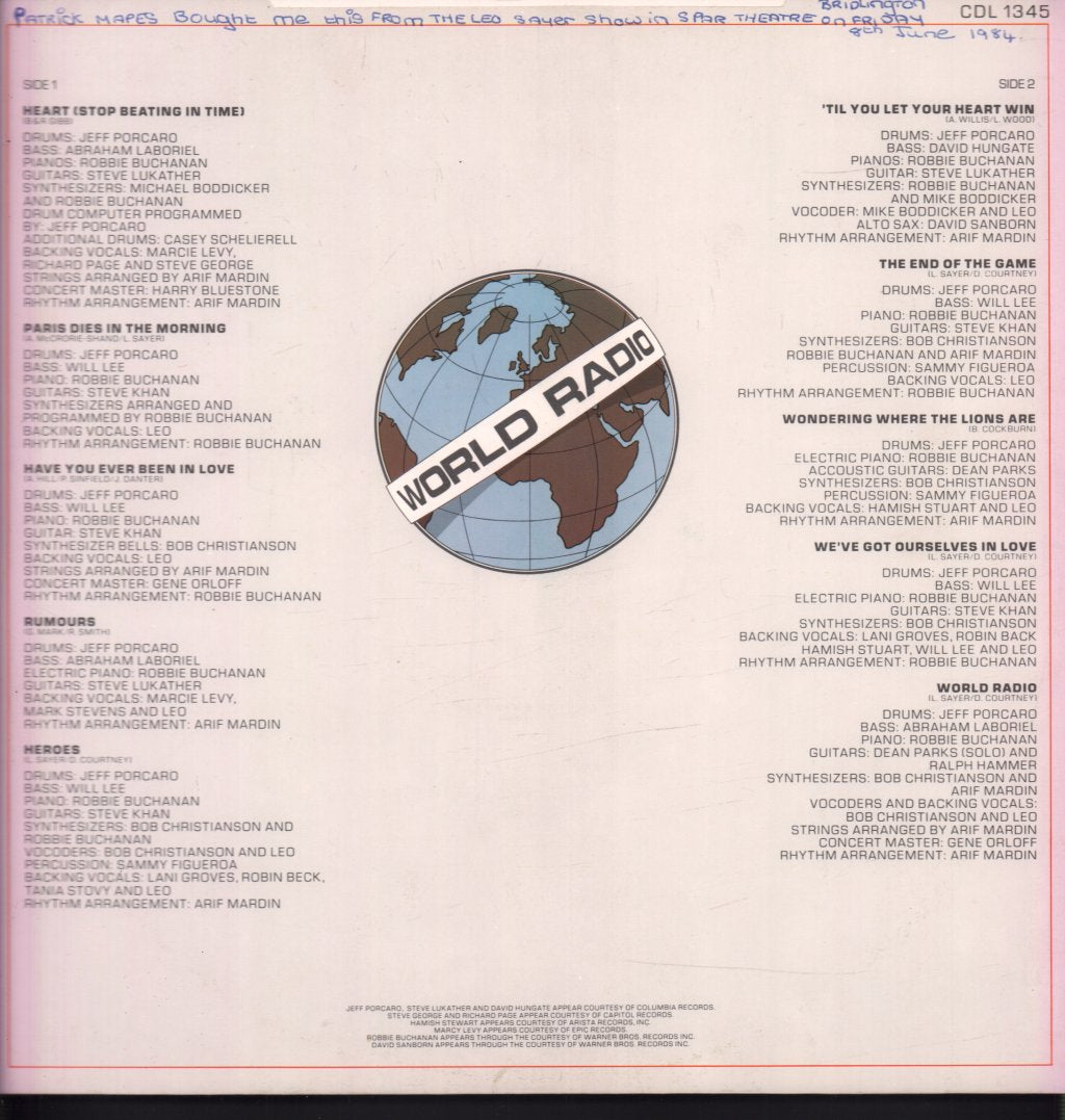Leo Sayer - World Radio - Lp