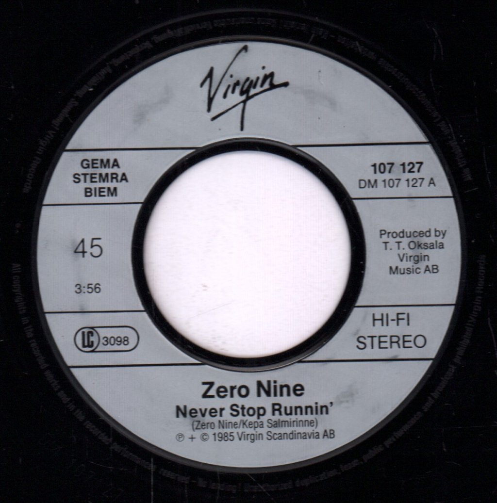Zero Nine - Never Stop Running - 7 Inch