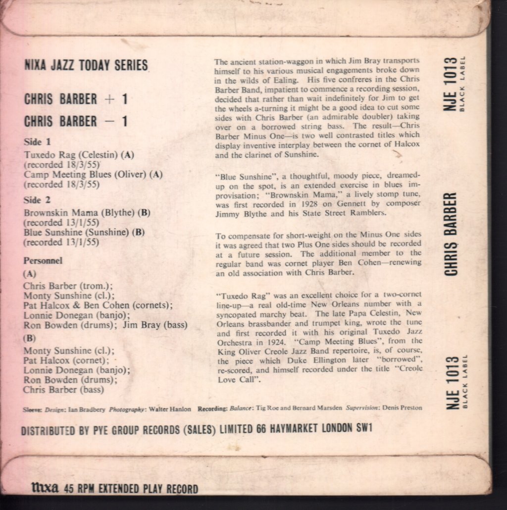 Chris Barber's Jazz Band - Plus One Minus One - 7 Inch