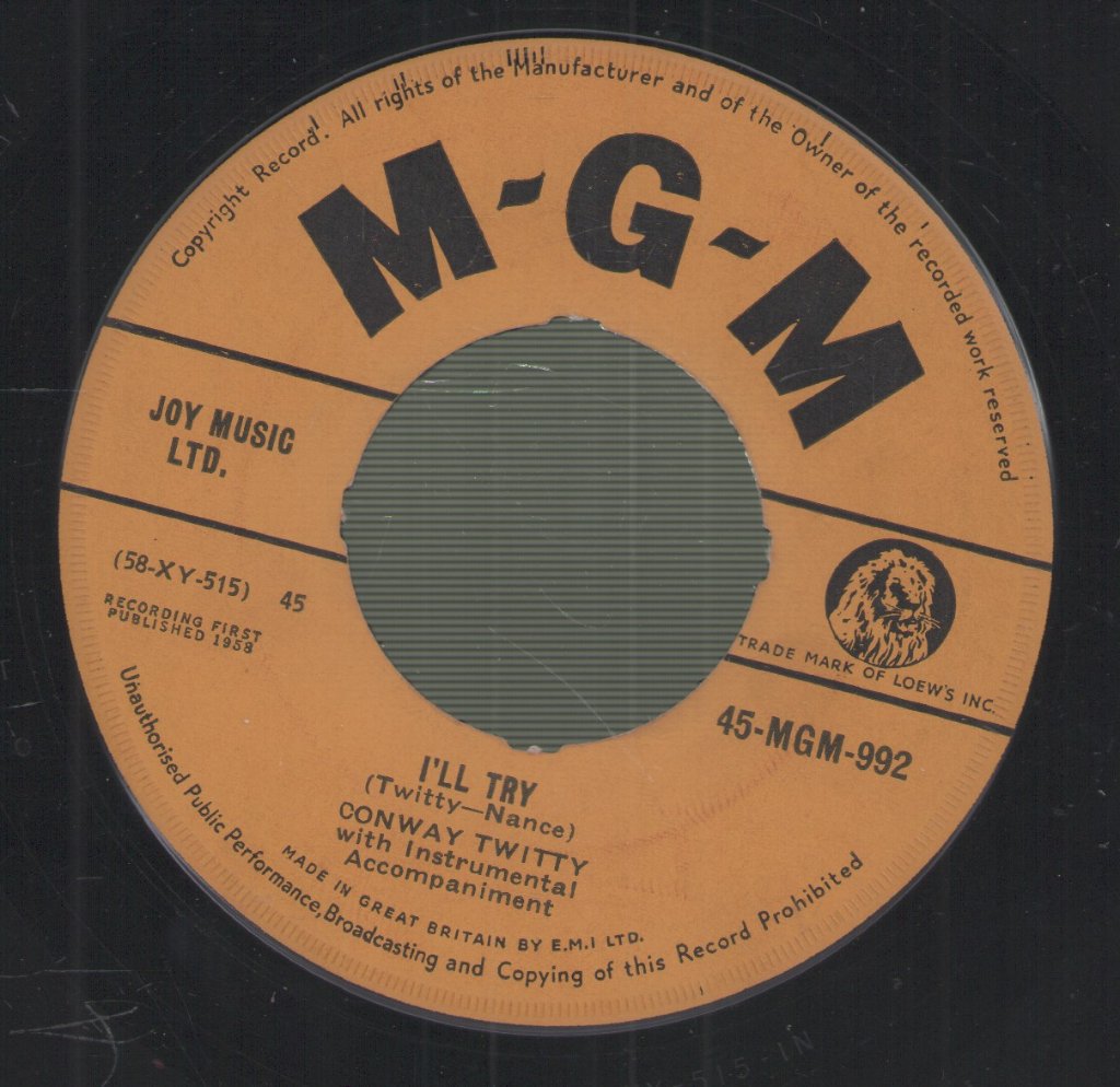 Conway Twitty - It's Only Make Believe - 7 Inch
