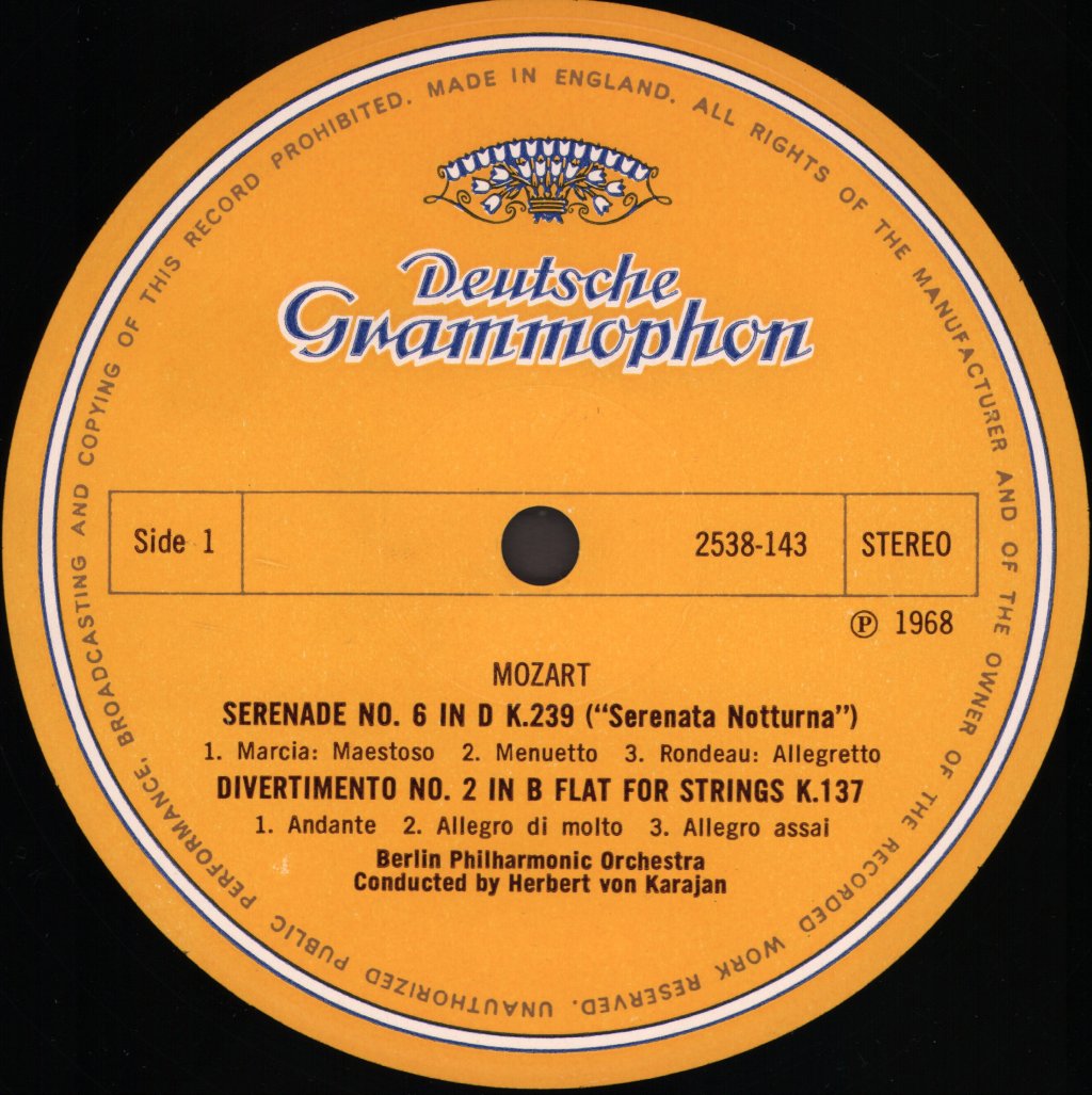 Herbert Von Karajan / Berlin Philharmonic Orchestra - Mozart - Serenata Notturna - Lp